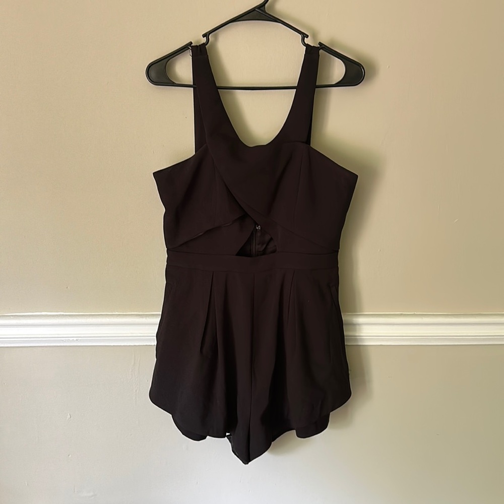 Formal, keyhole front, black, shorts jumpsuit